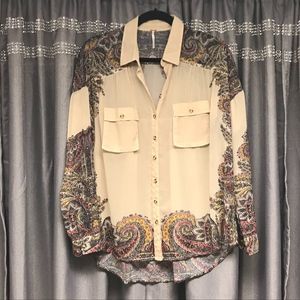 Free People Sheer Button Down Top